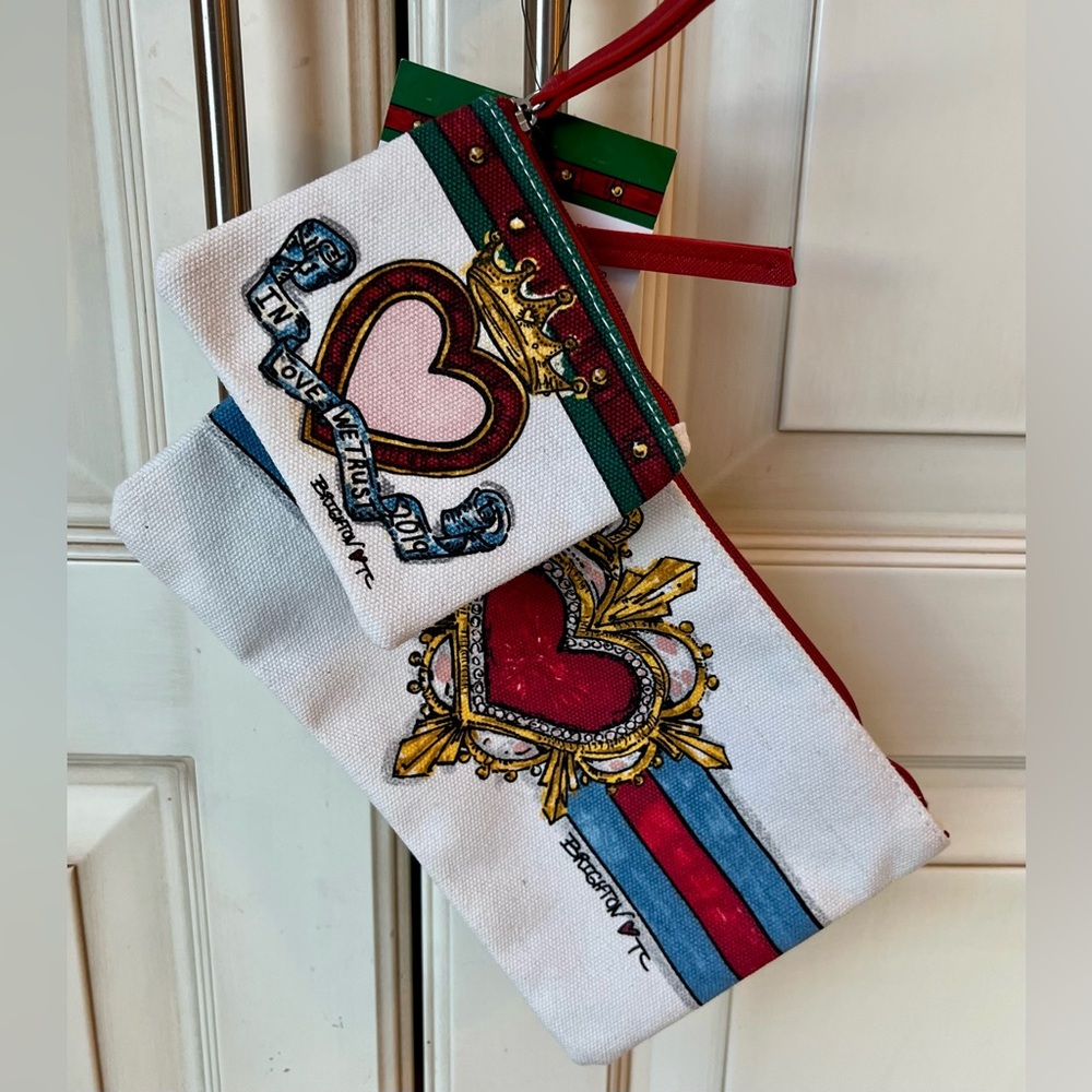 NWT Brighton in Love We Trust Pouch Set 2 Hearts Pouches DESIGNER Tom Clancy